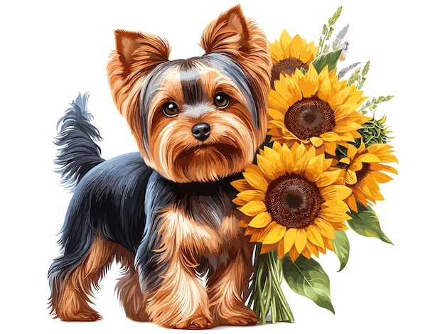 Vetor cartoon de cão yorkshire terrier vector style fundo branco