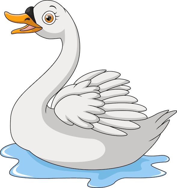 Vetor cartoon de cisne bonito em fundo branco