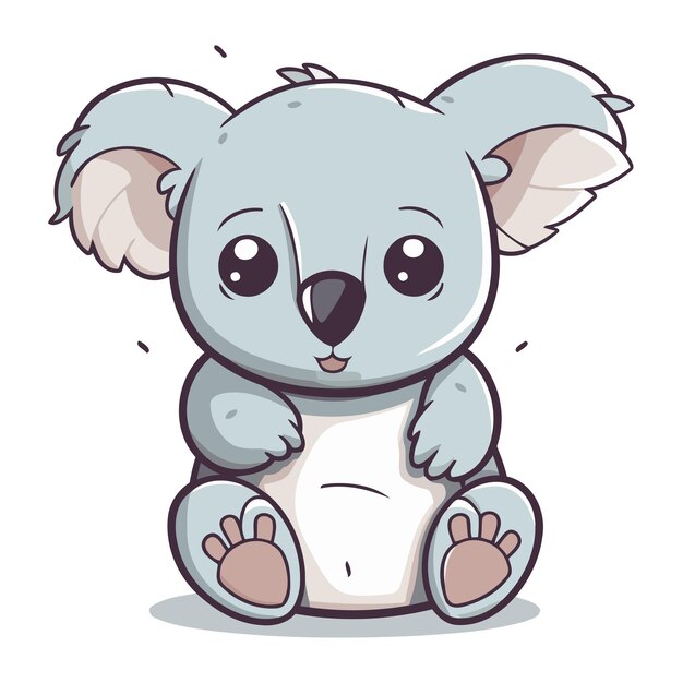 Vetor cartoon de koala bonito sentado no chão ilustração vetorial