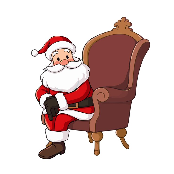 Vetor cartoon de papai noel sentado em um trono ornamentado