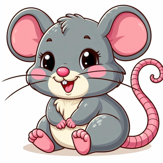 Vetor cartoon de rato bonito vector style fundo branco