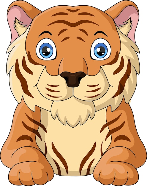 Vetor cartoon de tigre bonito em fundo branco