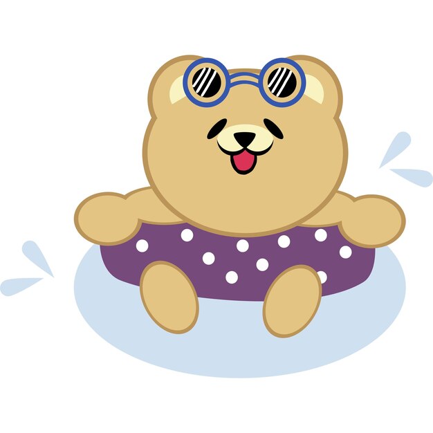 Cartoon de urso nadando no estilo de ícone