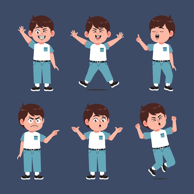 Cartoon do menino bonito com o cabelo castanho