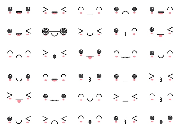 Cartoon emoji rostos com diferentes coleção de ilustrações de vetor de humor