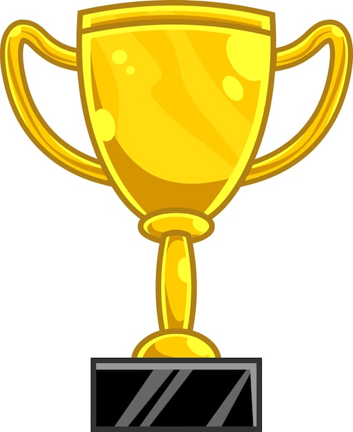 Vetor cartoon golden trophy cup vector ilustração desenhada à mão isolada em fundo transparente