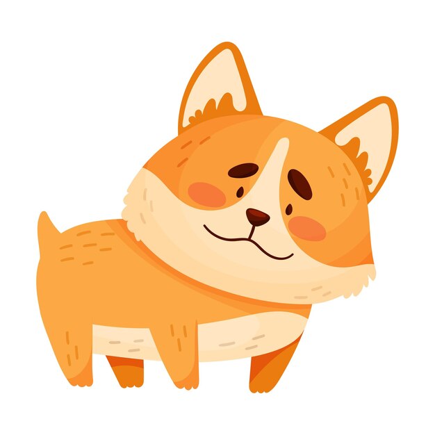 Vetor cartoon laranja corgi galês ilustração vetorial em um fundo branco