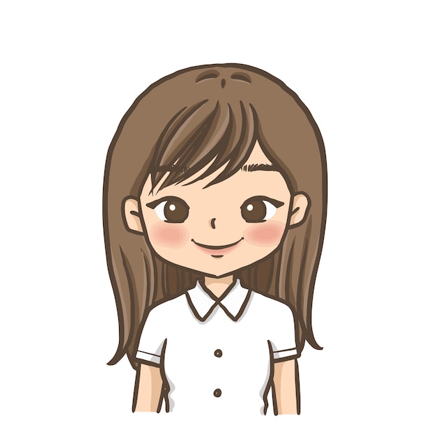 Cartoon menina estudante personagem desenho ilustração clipart kawaii