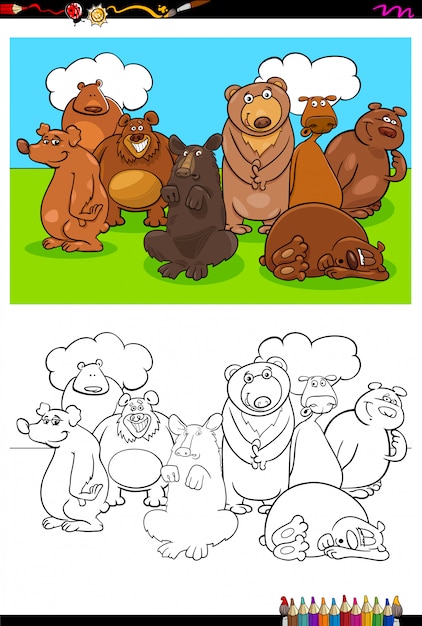 Cartoon of bears animals livro de colorir