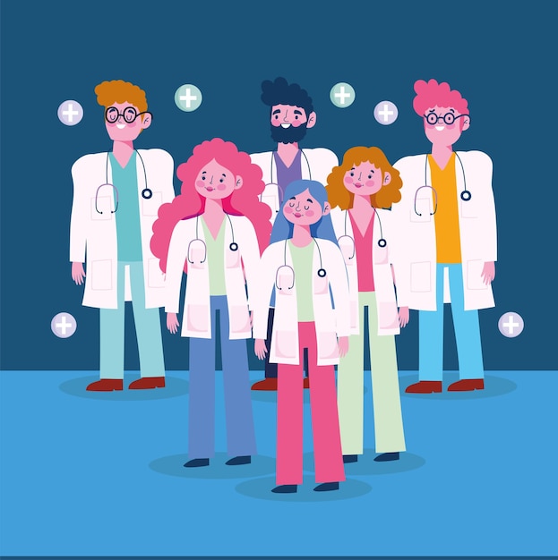 Cartoon profissional de médicos