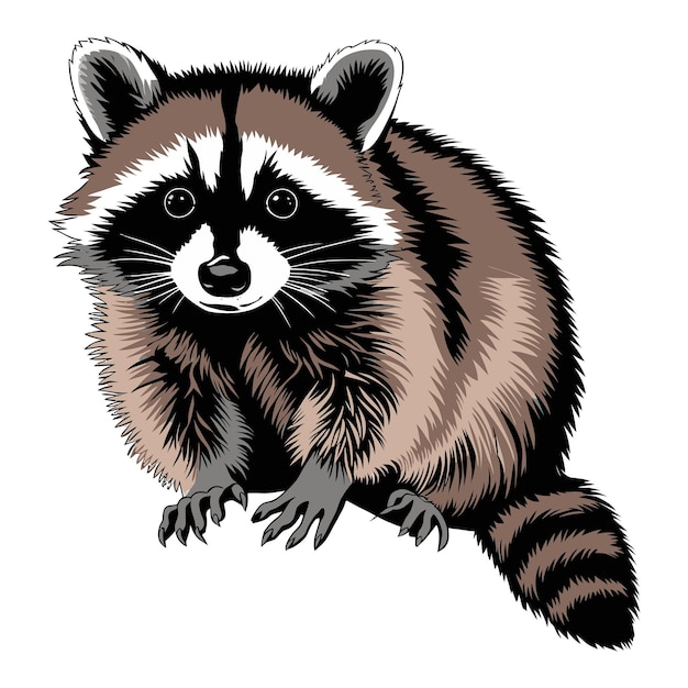 Cartoon raccoon bonito isolado em fundo branco