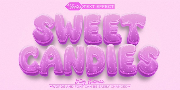 Vetor cartoon sweet candy vector modelo de efeito de texto editável