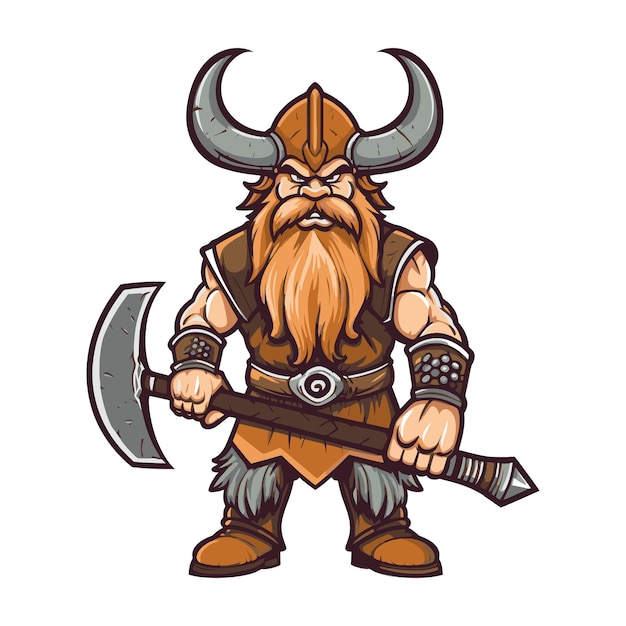 Cartoon viking ícone bárbaro ilustração vetorial