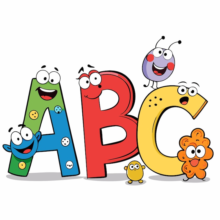 Vetor cartoons abc cartas com personagens engraçados