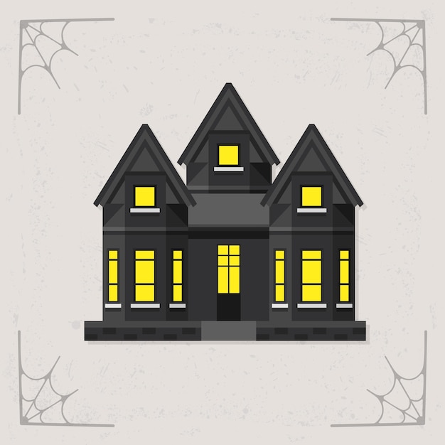 Vetor casa assustadora à noite ilustração vetorial de halloween isolada em fundo cinza