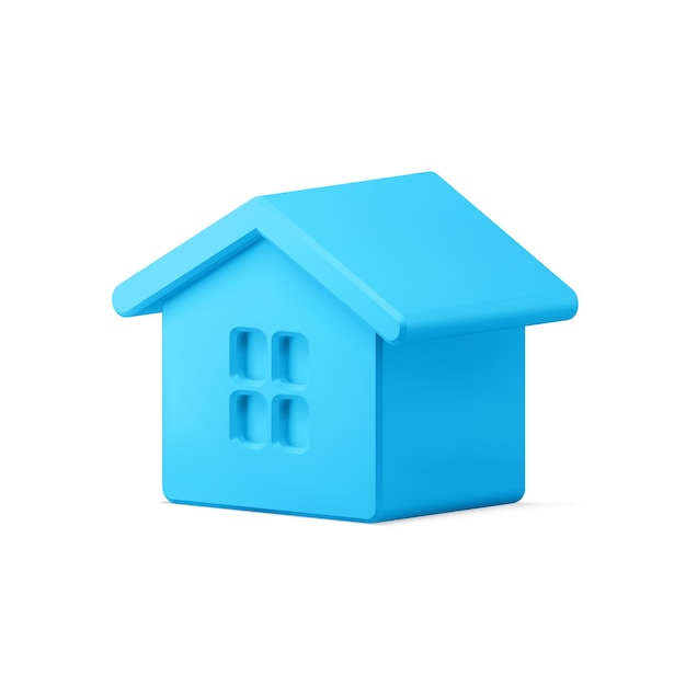 Casa clássica de aldeia azul brinquedo realista de decoração de árvore de Natal para pendurar vetor isométrico 3D