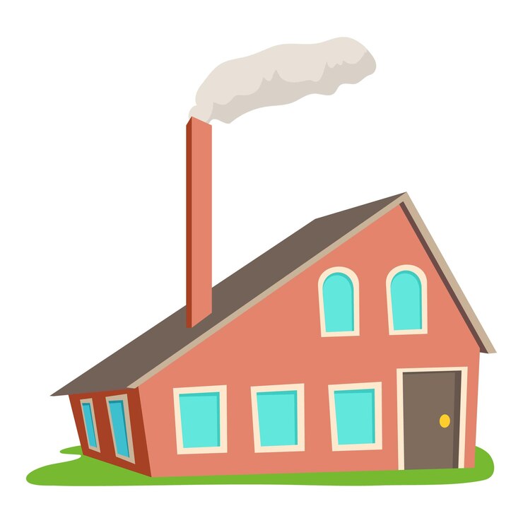 Vetor casa com ícone de chaminé ilustração de desenho animado de casa com ícone vetorial de chaminê para a web