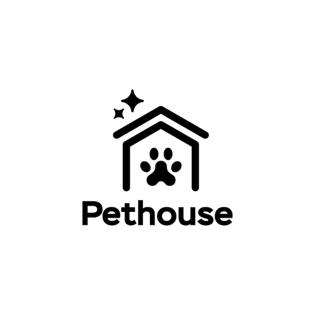 Casa de animais de estimação logotipo conceito de design cão gato pata casa petcare casa logotipo ícone vetorial em tendência