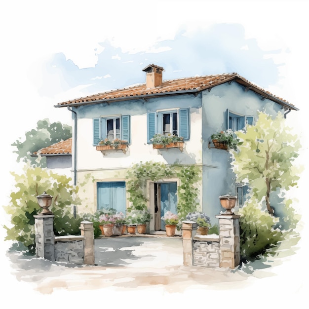 Casa de aquarela casa campo da bretanha francesa