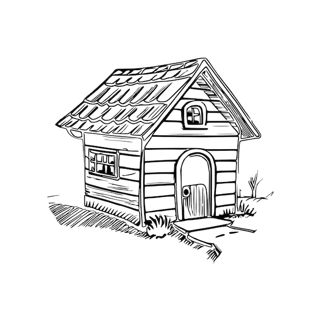 Casa de cachorro para colorir livro Casa de cachorro para colorir página desenho preto e branco para páginas para colorir vetor