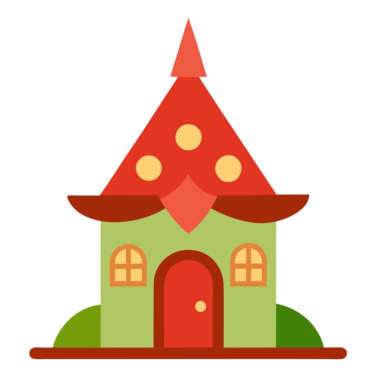 Vetor casa de fantasia de conto de fadas para gnomo ilustração plana em fundo branco