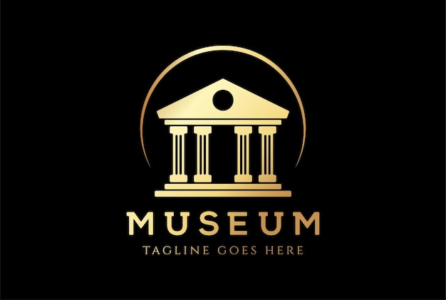 Vetor casa de luxo dourada com pilar para lei do tribunal bancário ou vetor de design de logotipo de museu