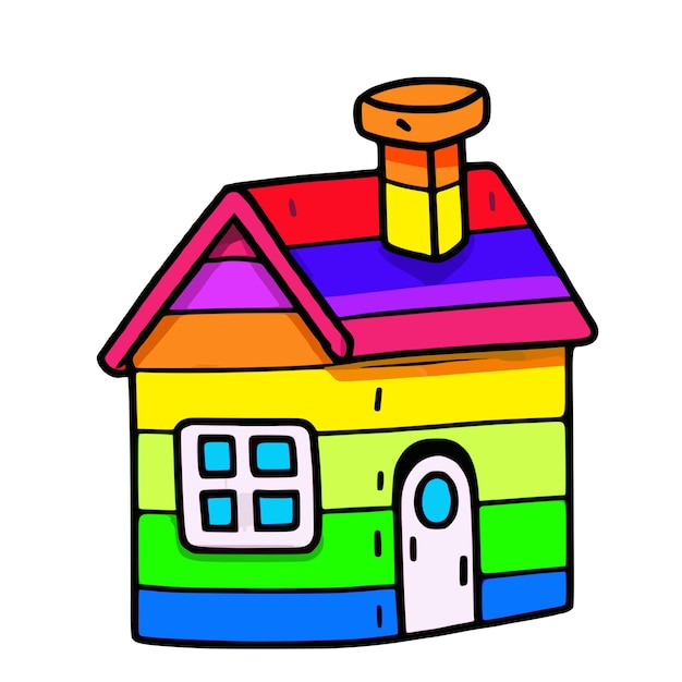 Vetor casa do arco-íris de desenho animado