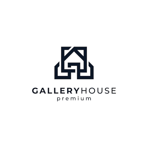 Casa e pintura para design de logotipo de galeria de arte