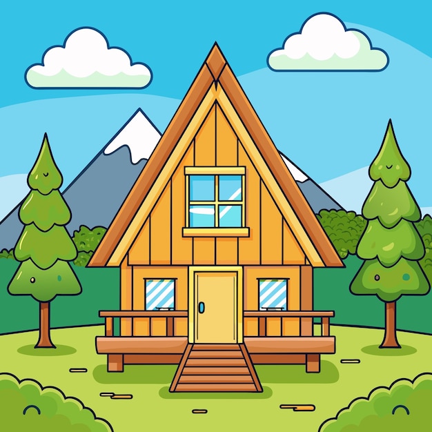 Casa ecológica de madeira e paisagem