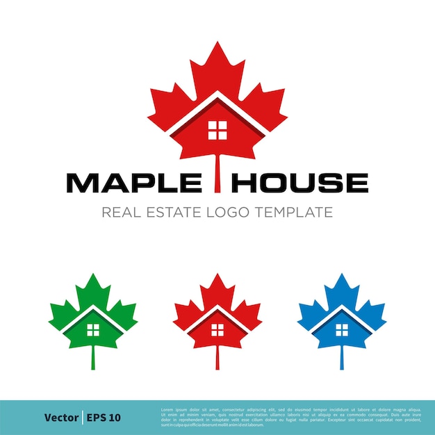 Casa maple leaf icon vector logo template ilustração design vector eps 10