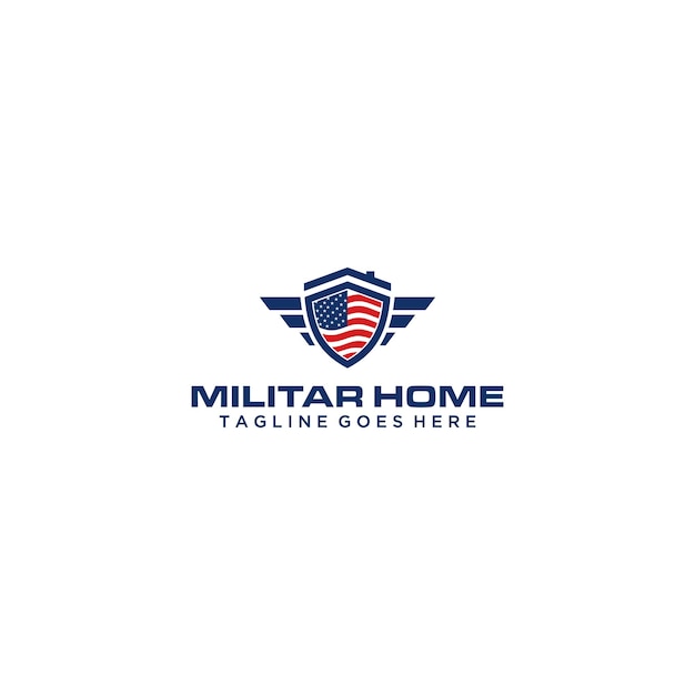 Casa militar americana e design de logotipo imobiliário