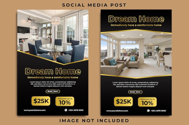 Vetor casa moderna para venda imóvel mídia social post de mídia social banner e web banner design