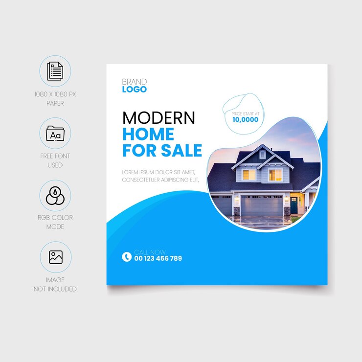 casa moderna para venda nas redes sociais pós-design