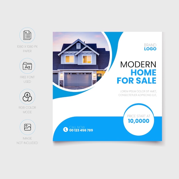casa moderna para venda nas redes sociais pós-design
