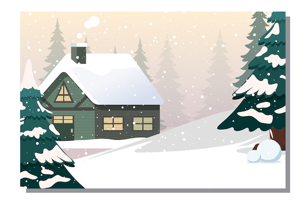 Casa na floresta de inverno