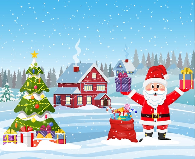 Casa na neve paisagem de Natal