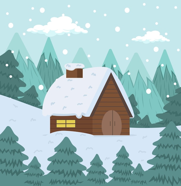 Casa no inverno com neve