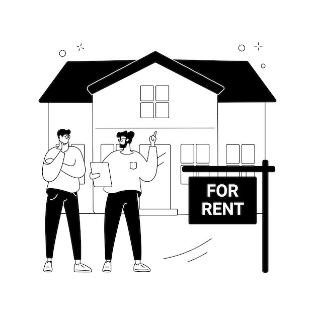 Casa para alugar ilustração vetorial de conceito abstrato casa de reserva online melhor propriedade de aluguel serviço imobiliário mercado de acomodação listagem de aluguel mensal metáfora abstrata