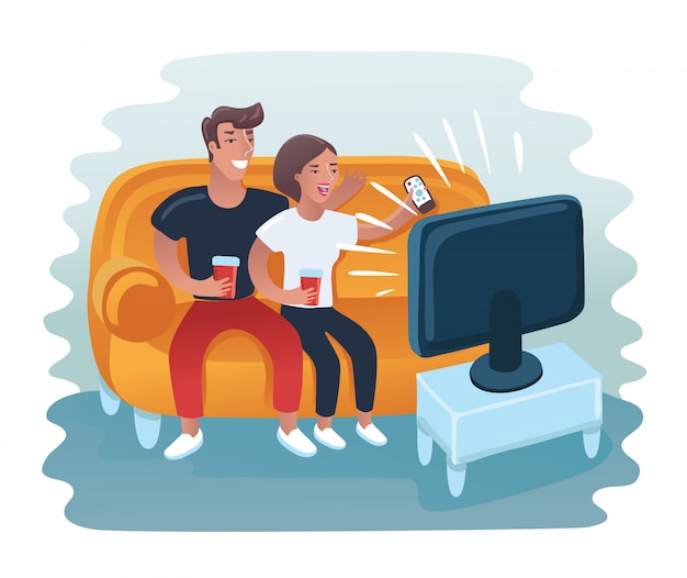 casal assistindo tv retrô
