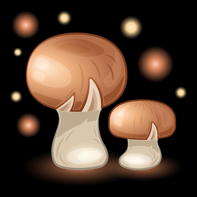 Casal champignon marrom crescendo desenho realista isolado