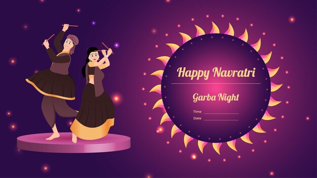 Casal dandiya vector banner criativo dandiya vector happy navratri