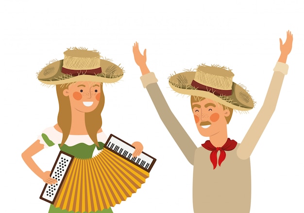 Casal de agricultores com instrumento musical