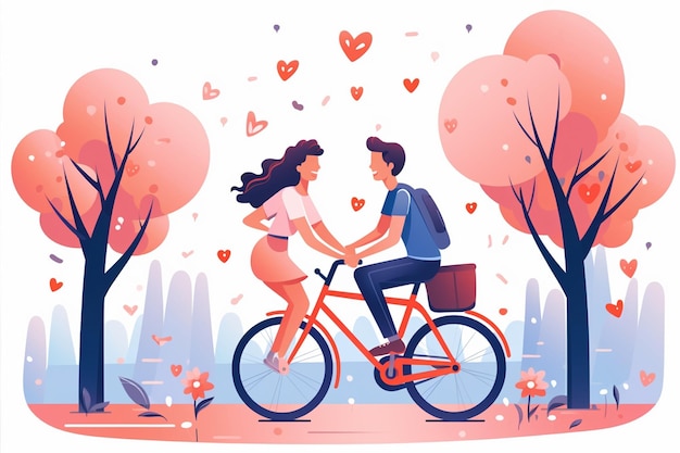 Casal de amor em bicicleta em estilo distinto