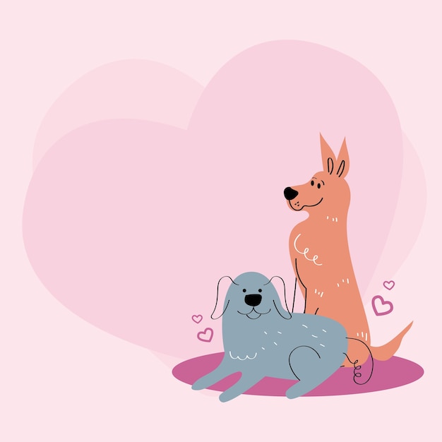 Casal de cães com corações