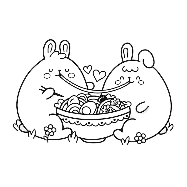 Desenhos de Tigela Kawaii para Colorir e Imprimir 