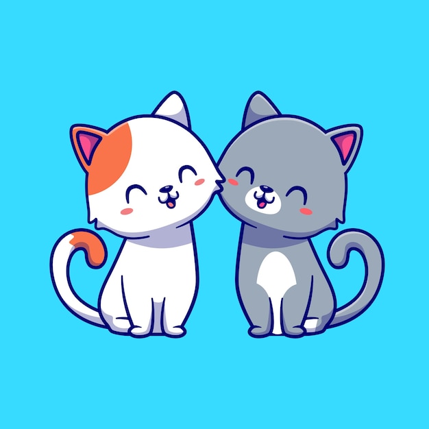 Vetor casal de ilustração de desenho animado de gato