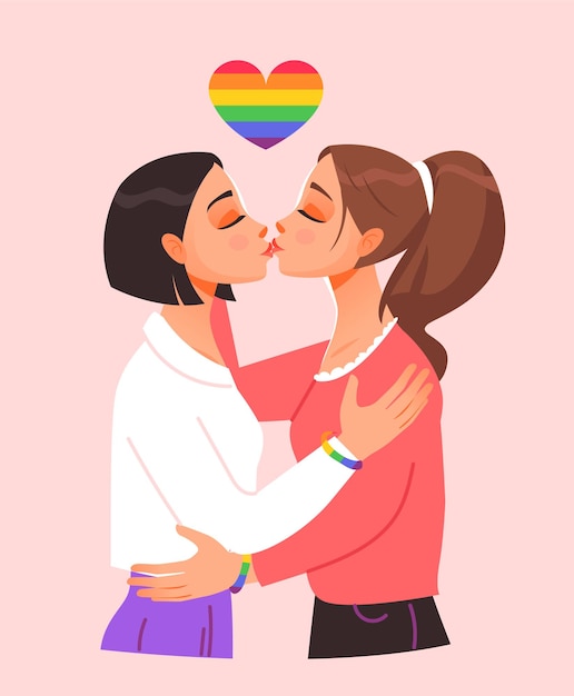 Casal de lésbicas LGBT se beijando e abraçando Relações sexuais românticas entre mulheres amantes de lésbicas
