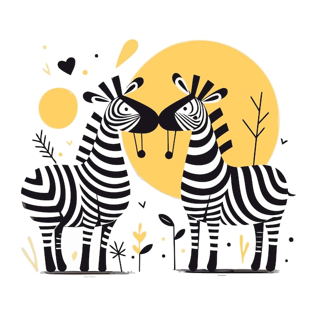 Vetor casal de zebras apaixonados ilustração vetorial de um casal de zebras