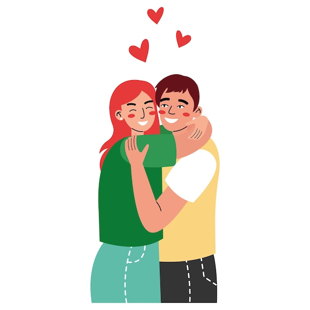 Casal feliz em relacionamentos românticos. Homem e mulher abraçando ou abraçando.