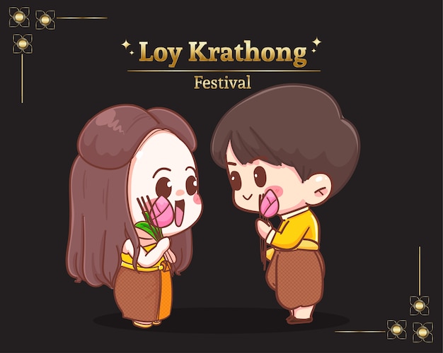 Casal fofo do festival loy krathong